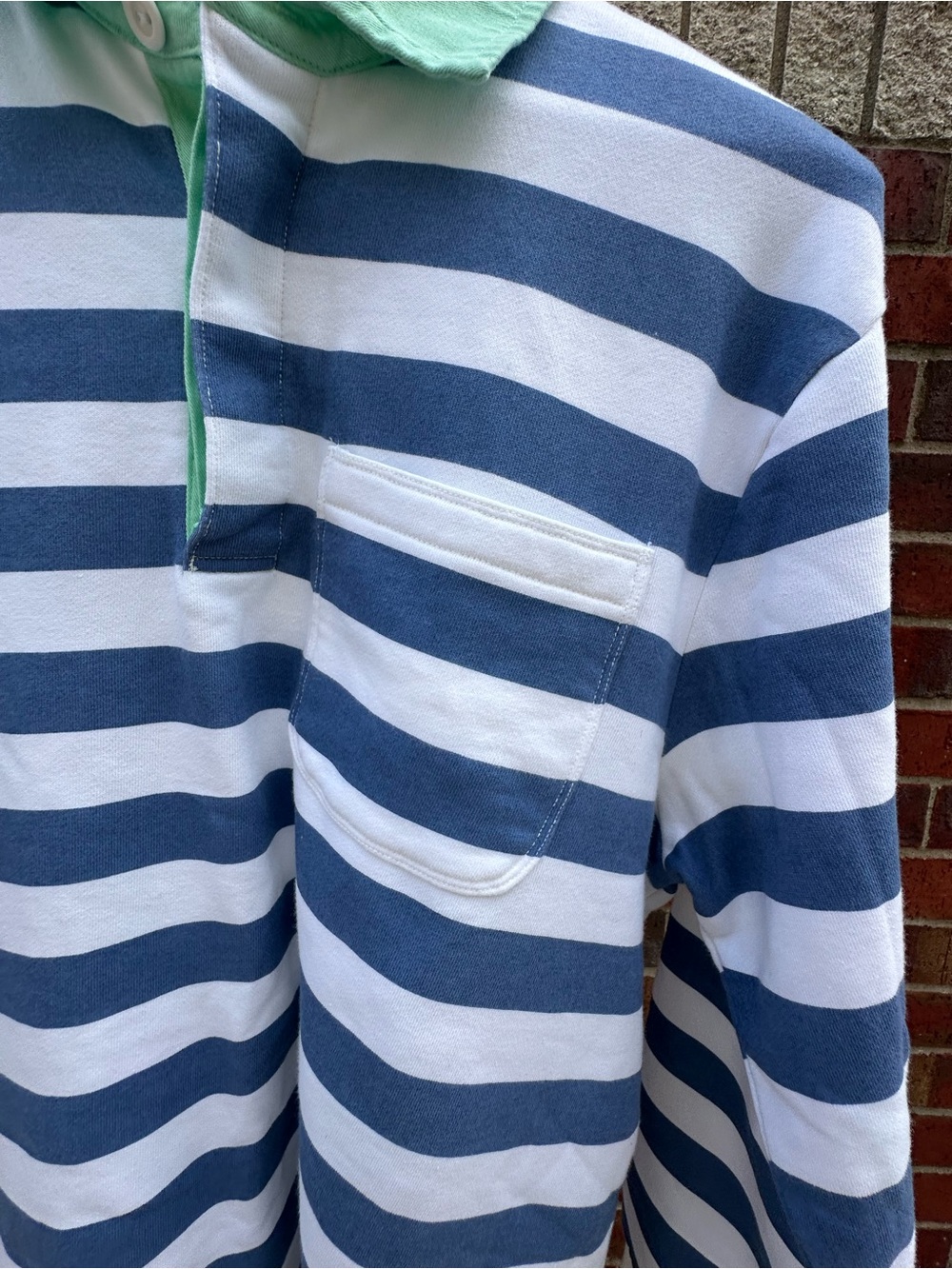 GAP Pullover 3/4 Button Rugby-Inspired Striped Sweatshirt Style Collar Classic - Picture 6 of 15